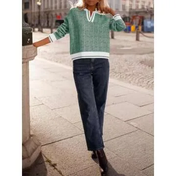 Stylish Saodimallsu Women's V Neck Knit Sweater