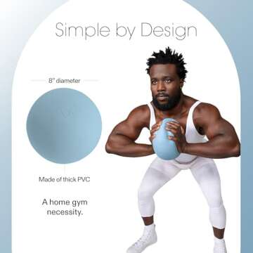 Bala Non-Weighted Exercise Ball (Sea) - 8" Yoga Ball for Barre, Stretching, Strength & Core Training - Small Pilates Ball Workout Accessory with Mini Pump for Home Gym & Fitness Routines