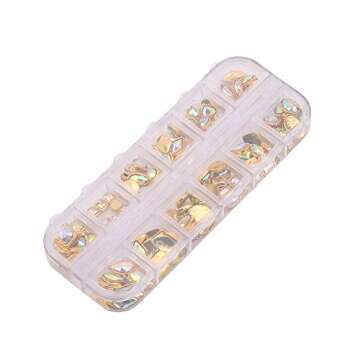 120Pcs Shapes Glass Crystals AB Rhinestone Diamonds For Nail Art Mix 12 Style 3D Decorations Stones Gems Gold bordered Charms Set