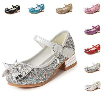 Cadidi Dinos Girls Dress Shoes Wedding Party Princess Glitter Silver Shoes (Toddler/Little Kid/Big Kid) 9 M US Toddler