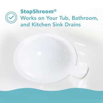 StopShroom The Ultimate Universal Drain Stopper Plug for Bathtub, Bathroom, and Kitchen Sink Drains (White)
