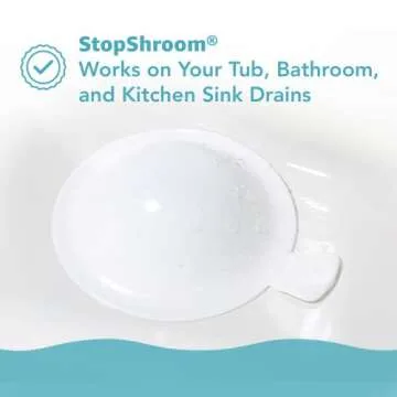 StopShroom The Ultimate Universal Drain Stopper Plug for Bathtub, Bathroom, and Kitchen Sink Drains (White)