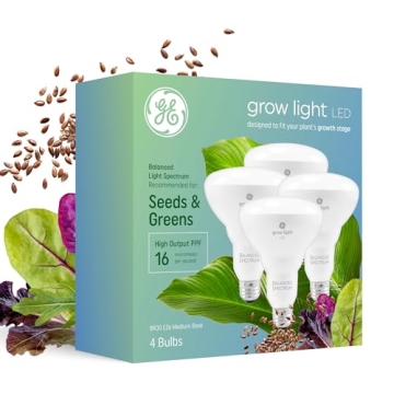 GE Grow Lights for Indoor Plants, BR30 Indoor Floodlight, LED Light Bulbs for Seeds and Greens with ...