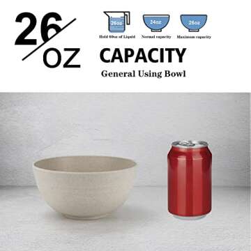 Wheat Straw Bowl Sets,8 PCS Unbreakable Cereal Bowls 26 OZ,Microwave and Dishwasher Safe Bowls,Kids Bowl suitable for cereal,salad,snack and soup (Beige)