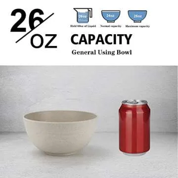 Wheat Straw Bowl Sets,8 PCS Unbreakable Cereal Bowls 26 OZ,Microwave and Dishwasher Safe Bowls,Kids Bowl suitable for cereal,salad,snack and soup (Beige)