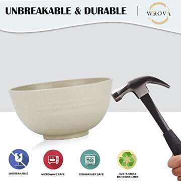 Wheat Straw Bowl Sets,8 PCS Unbreakable Cereal Bowls 26 OZ,Microwave and Dishwasher Safe Bowls,Kids Bowl suitable for cereal,salad,snack and soup (Beige)