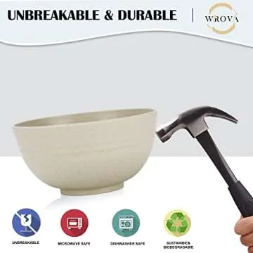 Wheat Straw Bowl Sets,8 PCS Unbreakable Cereal Bowls 26 OZ,Microwave and Dishwasher Safe Bowls,Kids Bowl suitable for cereal,salad,snack and soup (Beige)