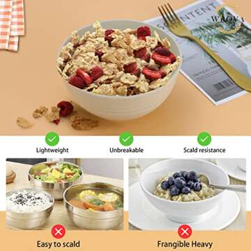 Wheat Straw Bowl Sets,8 PCS Unbreakable Cereal Bowls 26 OZ,Microwave and Dishwasher Safe Bowls,Kids Bowl suitable for cereal,salad,snack and soup (Beige)