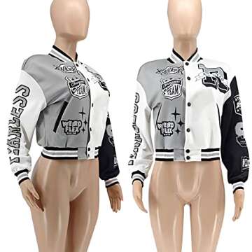 VOIKERDR Button Down Shirts for Women Outerwear Windbreaker Varsity Jacket for Women Fall Lightweight Jacket 2024