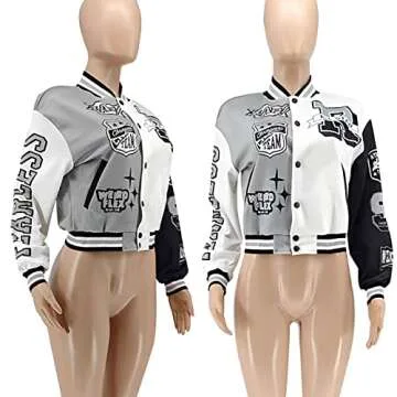 VOIKERDR Button Down Shirts for Women Outerwear Windbreaker Varsity Jacket for Women Fall Lightweight Jacket 2024