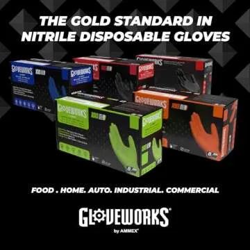 GLOVEWORKS Black Disposable Nitrile Industrial Gloves, 5 Mil, Latex & Powder-Free, Food-Safe, Textured, Large, Box of 100