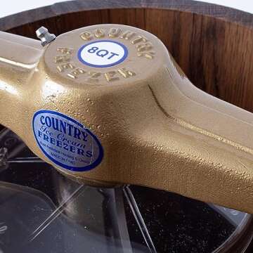 Lehman's Manual Ice Cream Maker - Make Your Own Homemade Ice Cream, Hand Crank with Stainless Steel Can and Oak Tub, 8 Quart Capacity