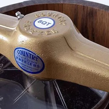 Lehman's Manual Ice Cream Maker - Make Your Own Homemade Ice Cream, Hand Crank with Stainless Steel Can and Oak Tub, 8 Quart Capacity