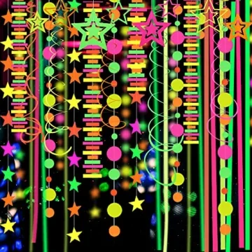 540 Feet Neon Garland Streamers - Glow Party Decorations