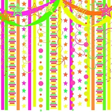 540 Feet Neon Garland Streamers - Glow Party Decorations