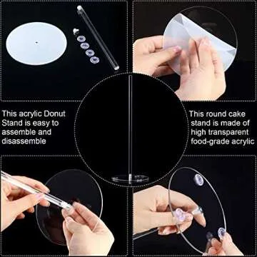 4 pcs Wedding Christmas Birthday Party Acrylic Donut Stands Clear Bagels 5 Inch Round Stand Holder Doughnut Dessert Stand Table