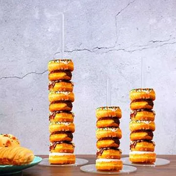 4 pcs Wedding Christmas Birthday Party Acrylic Donut Stands Clear Bagels 5 Inch Round Stand Holder Doughnut Dessert Stand Table