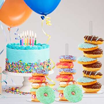 4 pcs Wedding Christmas Birthday Party Acrylic Donut Stands Clear Bagels 5 Inch Round Stand Holder Doughnut Dessert Stand Table
