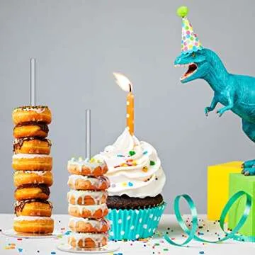 4 pcs Wedding Christmas Birthday Party Acrylic Donut Stands Clear Bagels 5 Inch Round Stand Holder Doughnut Dessert Stand Table