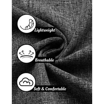 COOFANDY Men's Linen Untucked Button Up Shirt Casual Short Sleeve Slim Fit Summer Shirts Dark Grey