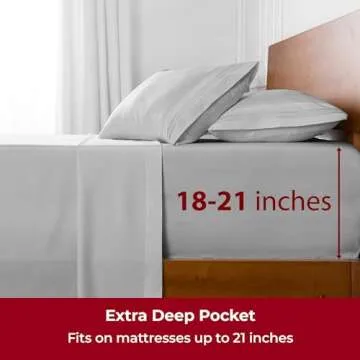 Mellanni Extra Deep Queen Sheets - 4 PC Iconic Collection Bedding - Hotel Luxury, Ultra Soft, Cooling Bed Sheets - Wrinkle, Fade, Stain Resistant (Queen, Light Gray)
