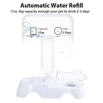 MILIFUN Double Dog Cat Bowls - Pets Water and Food Bowl Set, 15°Tilted Water and Food Bowl Set with Automatic Waterer Bottle for Small or Medium Size Dogs Cats