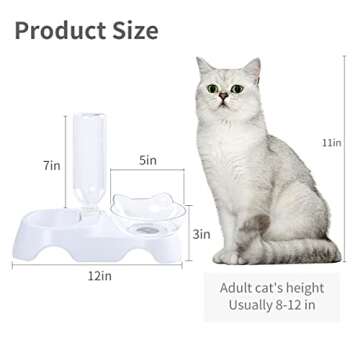 MILIFUN Double Dog Cat Bowls - Pets Water and Food Bowl Set, 15°Tilted Water and Food Bowl Set with Automatic Waterer Bottle for Small or Medium Size Dogs Cats