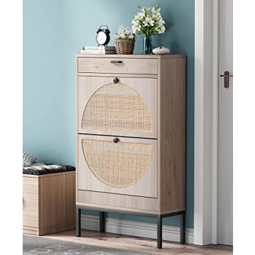 Brafab Shoe Storage Cabinet with Rattan Woven Doors