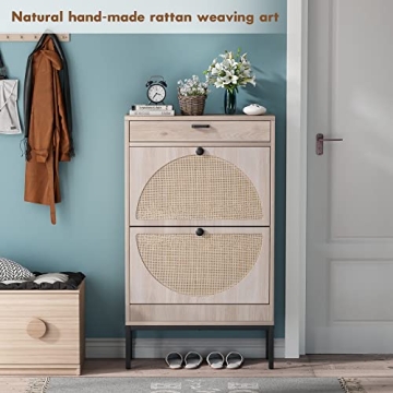Brafab Shoe Storage Cabinet with Rattan Woven Doors