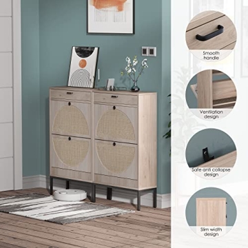 Brafab Shoe Storage Cabinet with Rattan Woven Doors