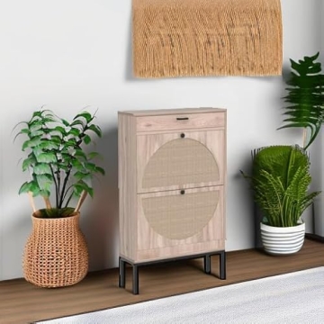 Brafab Shoe Storage Cabinet with Rattan Woven Doors