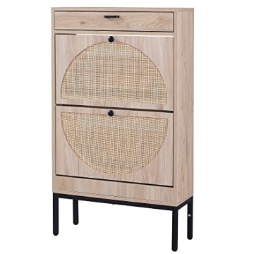 Brafab Shoe Storage Cabinet with Rattan Woven Doors