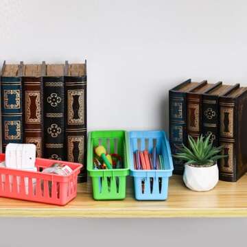 ZEAYEA 24 Pack Classroom Storage Baskets, Classroom Pencil Organizer Basket for Desk, Drawer, Plastic Pen and Pencil Basket Trays, Crayon Basket for Office Home, 9.3" L x 2.2" W x 2.4" H