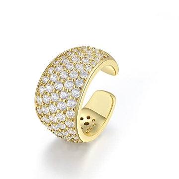 Trendy 14K Gold Plated Thick CZ Ear Cuff | Non-Pierced Elegance