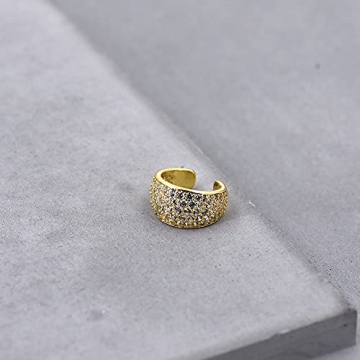 Stylish 14K Gold Plated Thick Ear Cuff Earring with CZ Stones