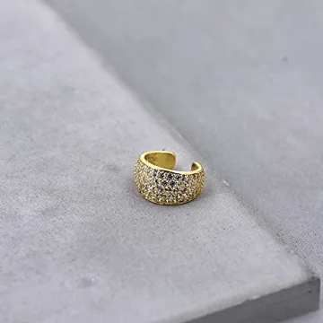 Stylish 14K Gold Plated Thick Ear Cuff Earring with CZ Stones