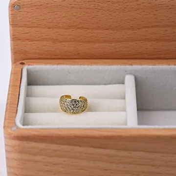 Stylish 14K Gold Plated Thick Ear Cuff Earring with CZ Stones