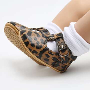 QWZban Baby Girls Mary Jane Flats with Bownot Non Slip Soft Sole PU Leather Newborn Infant Toddler First Walker Cirb Party Christmas Dress Shoes