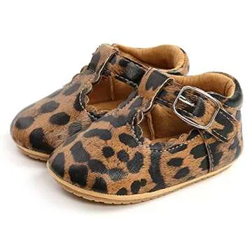 QWZban Baby Girls Mary Jane Flats with Bownot Non Slip Soft Sole PU Leather Newborn Infant Toddler First Walker Cirb Party Christmas Dress Shoes