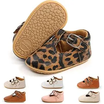 QWZban Baby Girls Mary Jane Flats with Bownot Non Slip Soft Sole PU Leather Newborn Infant Toddler First Walker Cirb Party Christmas Dress Shoes