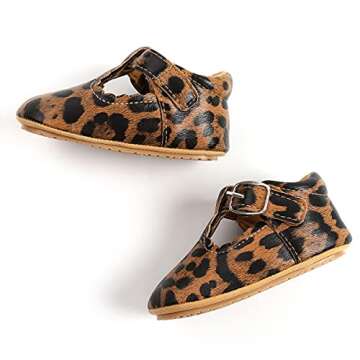 QWZban Baby Girls Mary Jane Flats with Bownot Non Slip Soft Sole PU Leather Newborn Infant Toddler First Walker Cirb Party Christmas Dress Shoes