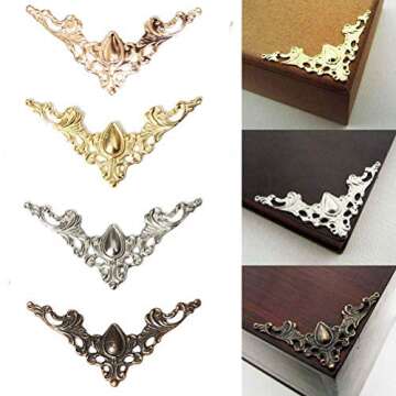 120PCS Metal Book Corner Protector, 4 Colors Iron Guard Edge Cover, Vintage Antique Book Scrapbookin...