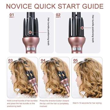 Automatic Hair Curling Iron for Long Hair Auto Curler Ceramic Self Rotating Curling Wand Spinning Spiral Curling Wand Professional 360 Rotating Styling Wand Gifts for Women 1.1 Inch Pink