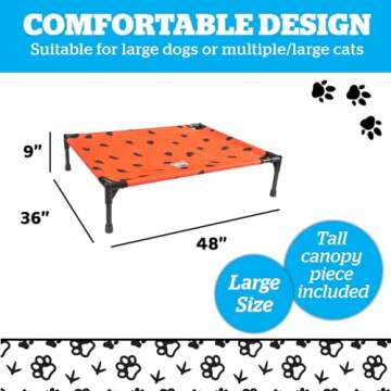 BigMouth Inc Elevated Canopy Bed for Dogs, Raised Outdoor or Indoor Pet Cot - Watermelon, Large Size