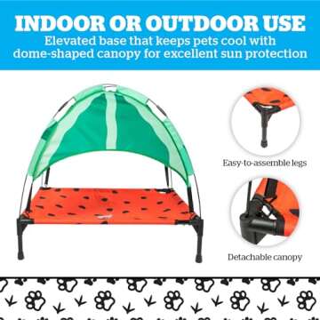 BigMouth Inc Elevated Canopy Bed for Dogs, Raised Outdoor or Indoor Pet Cot - Watermelon, Large Size
