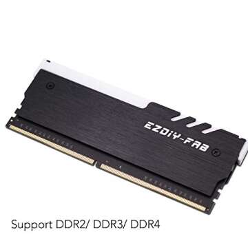 EZDIY-FAB ARGB DDR Memory RAM Cooler,RGB DDR Heatsink,5V 3Pin ARGB Motherboard Sync Black-2 Pack