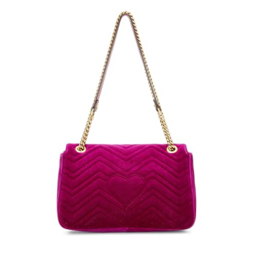Gucci Pre-Loved Purple Velvet Marmont Shoulder Bag