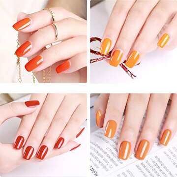 Perfect Summer Pumpkin Gel Nail Polish Set - 6 Holiday Colors Gel Nail Varnish Soak Off LED Manicure Starter Kit