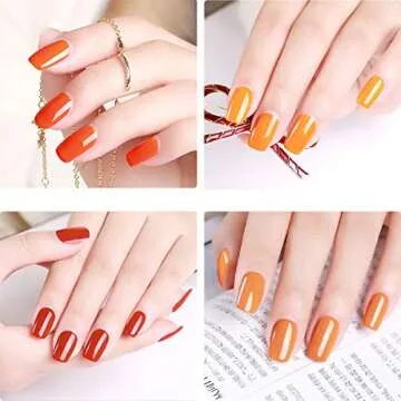 Perfect Summer Pumpkin Gel Nail Polish Set - 6 Holiday Colors Gel Nail Varnish Soak Off LED Manicure Starter Kit