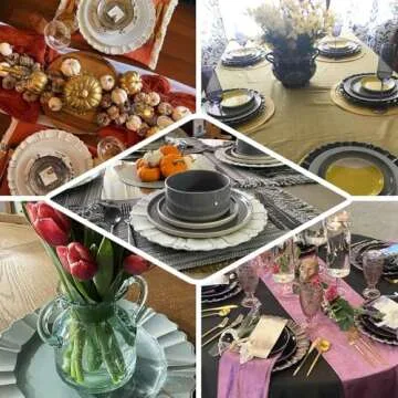 Efavormart Set of 6-13" Round - Taupe Plastic Charger Plates With Waved Scalloped Rim for Wedding, Outdoor Receptions, Banquets, Holiday Dinner plates Chargers